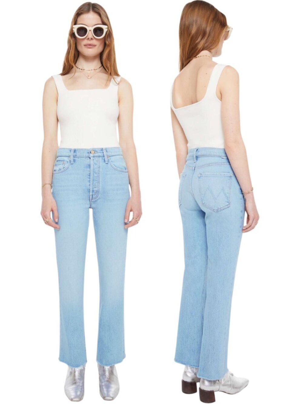 Mother The Tripper Flood Fray Denim Jeans Women's 30 Cool As A Cat Designer NWT